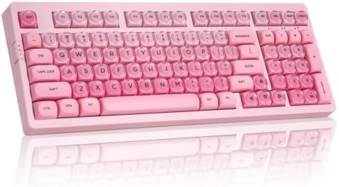 ZORNHER ZH980 Foundation Mechanical Keyboard,95% Pink Creamy Keyboard with Number Pad,Cute Jelly MOA Profile Keycaps,Loud Keyboard Clicky Blue Switches,Hot-Swappable by Zornher