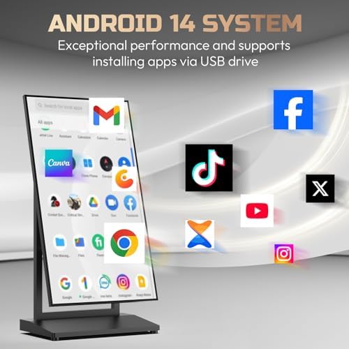 43" Digital Signage Display Kiosk, 4K UHD Anti-Glare LCD Advertising Screen, Portable Floor Standing Auto AD Player Android14 App-Based Control with USB/HDMI/WiFi, Bluetooth 5.3 - Image 3