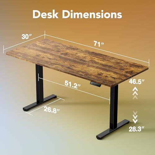 HUANUO 71x30 Inch Electric Standing Desk, Height Adjustable, Rustic Brown - Image 3