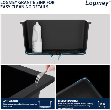 Logmey 24 Inch Black Undermount Laundry Sink - Image 6