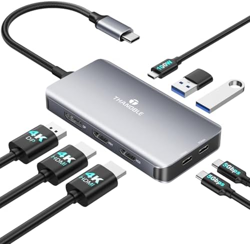 Docking Station 3 Monitors, 8-in-1 Laptop Dock Dongle with 2 HDMI by Unknown