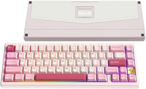 KEEBMONKEY WOBKEY Zen 65 65% Quick Release Wireless Mechanical Keyboard with RGB, CNC Aluminum Case, Hot-Swappable, VIA Support, BT/2.4G/USB-C Gaming Keyboard for Mac/Windows (Ultra Pink Gold) by KEEBMONKEY