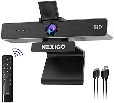 Zoom Certified, NexiGo N950P (Gen 2) 4K Zoomable Webcam, RF Remote, Sony_Starvis Sensor, 5X Digital Zoom, Pro Web Camera with Dual Stereo Mics by NexiGo