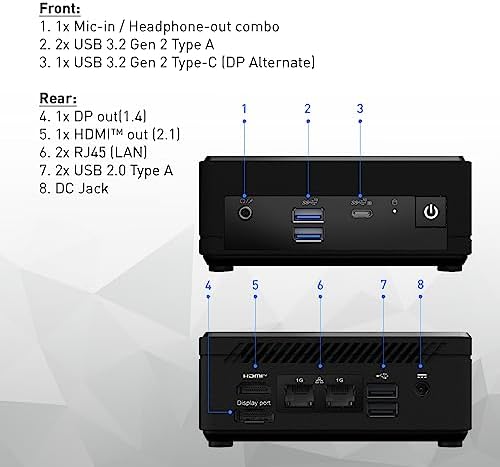 msi Cubi N Ultrasmall PC, Intel Pentium N200, 4GB Memory, 128GB SSD, Dual Display, Windows 11 PRO Entry (ADL-005US), Black - Image 6