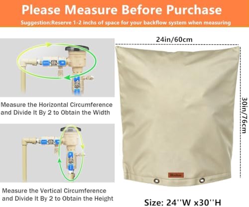 Backflow Preventer Cover Insulated Pouch,Outdoor Pipe Insulation Cover,Winter Freeze Protection Water Well Pump Covers Sprinkler Valve Cover Insulated (Khaki, 24''W x 30''H) - Image 5