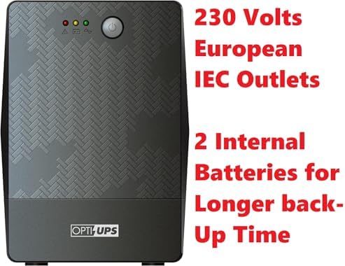 OPTI-UPS (European 230 Volts) Line Interactive UPS Battery Backup with AVR Surge Protection - Uninterruptible Power Supply – Please See Picture (Black, 2000va) - Image 2