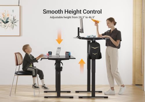Seang Electric Standing Desk Adjustable Height, 48 x 24 Inch Sit Stand Desk with T-Shaped Frame, 3 Memory Presets & Cable Management for Home Office Computer Workstation, Black Frame/Black Top - Image 4