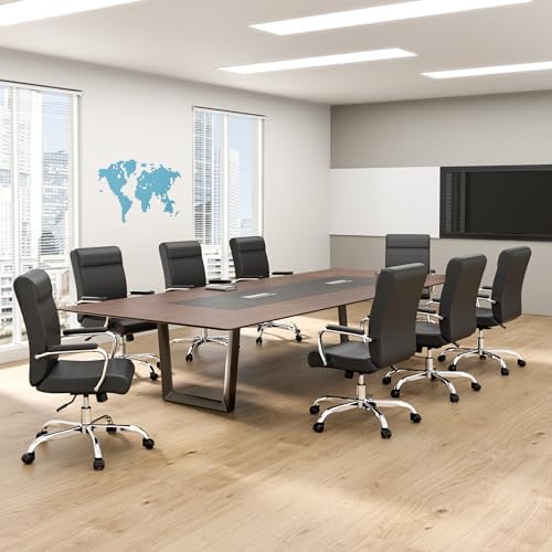 Office Desk Chair,Modern Leather Conference Room Chairs,High Back Ergonomic Home ofiice Chair,Adjustable Height Swivel Executive Computer Chair with Armrest and Padded Seat,Black - Image 2