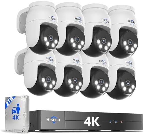 Hiseeu 4K PTZ Wired Security Camera System with 8 x 8MP CCTV Cameras by Hiseeu