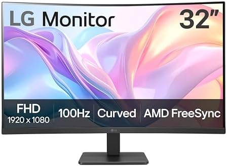 LG 32MR50C-B Curved Monitor 32-Inch FHD 100Hz AMD FreeSync OnScreen Control Dynamic Action Sync Black Stabilizer Tilt Stand (HDMI) - Black by Unknown