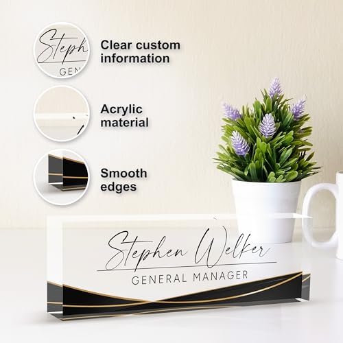 Custom Acrylic Desk Name Plates, Personalized Business Name Plate for Office Gift - Image 5