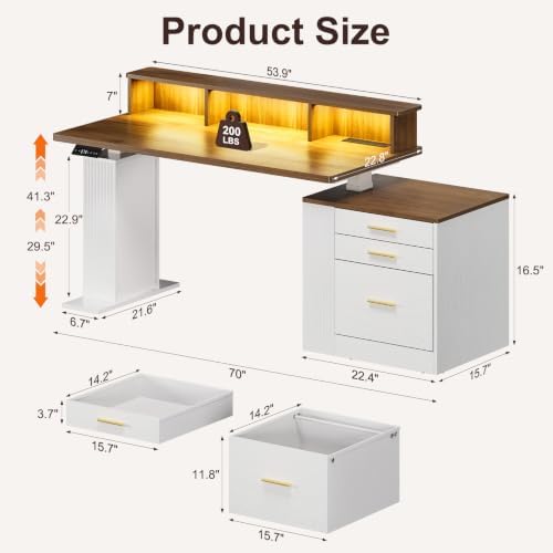 Electric Standing Desk with Drawers - 70" Adjustable Computer Desk - Image 2