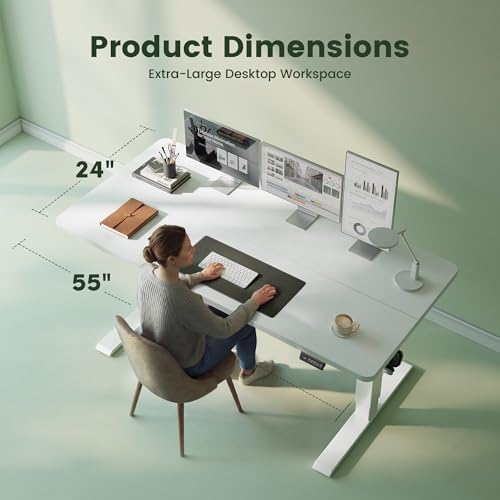 CubiCubi 55 x 24 Electric Standing Desk, Height Adjustable, White - Image 3