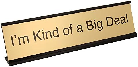 ExcelMark I'm Kind of a Big Deal Desk Plate – 2"x 8"Novelty Name Plate – Gold Name Plate with Black Desk Holder by ExcelMark