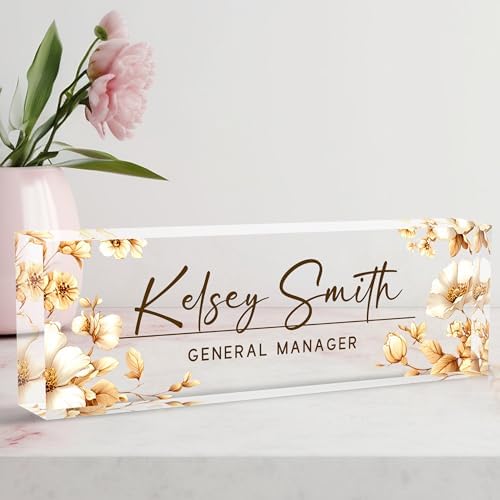 Custom Desk Name Plate Personalized, Acrylic Name Plate for Desk, Office Desk Decor for Women and Men, Employee Appreciation Gifts Office Gifts for Boss, Manager, Teacher, Nurse by AeekdookWoodenPuzzles