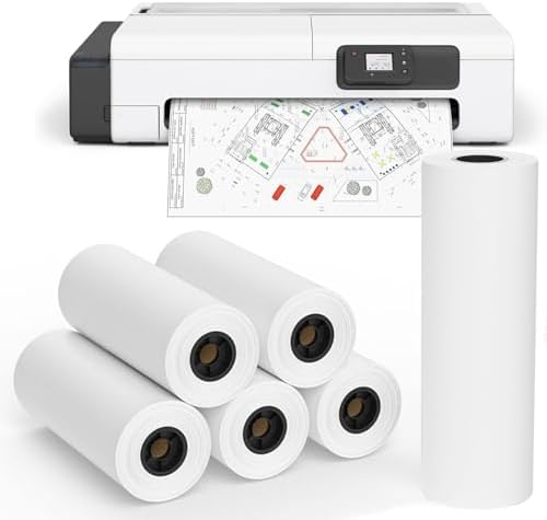 Wide Format Paper 36” x 150' CAD Rolls, Plotter Paper on 2" Core for CAD Drawings, Engineering Plans, GIS Maps & Architectural Designs (6 Rolls, 36 in x 150 ft) by MBLABEL