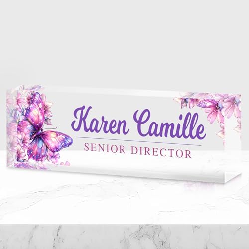 Custom Office Name Plate for Desk - Name Plate Personalized Gifts for Coworkers, Boss, Teacher, Social Worker - Acrylic Office Desk Decor for Women Men - Employee Appreciation Gifts (purple) by EveryBaositycraftsgiftisone-of-a-kind%E2%80%94exclusivelycraftedforyou