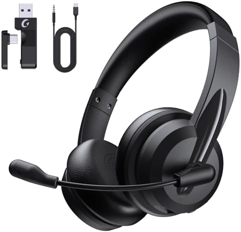AOC Wireless Headset with Mic for Work, AI Noise Cancelling, Bluetooth by AOC