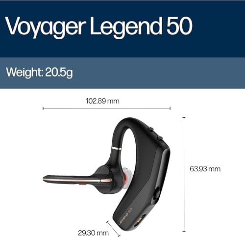 Poly Voyager Legend 50 UC Bluetooth Headset with Charging Case - 4 Noise-Canceling Mics, AI NoiseBlockAI & WindSmart Tech - Bluetooth Headphones with Mic, Smart Call Controls, All-Day Comfort - Image 7