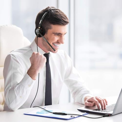 Arama USB Headset with Microphone for PC, Noise Cancelling & Audio Controls Ultra Comfort USB Headphone for Computer Laptop Pc Business Skype UC Webinar Call Center Office - Image 6
