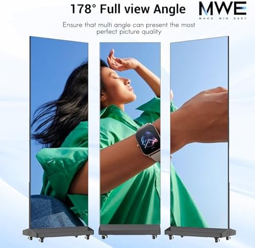 80 Inch LED Digital Signage Display, Foldable Seamless Stitching Kiosk, P1.86 GOB LED Screen Poster with Flight Case, Commercial Advertising Display for Events, Rentals and Weddings (Black, 1 Unit) - Image 6