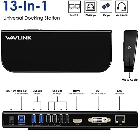 WAVLINK USB Laptop Docking Station Dual Monitors, DisplayLink Laptop Dock for M1-M5 Mac/MacBook Neo, Windows, ChromeOS(HDMI & HDMI/DVI, 6xUSB Ports, LAN, Audio) - Image 2