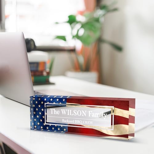 Desk Name Plate Personalized, Acrylic Name Plate for Desk, Summer Office Desk Accessories, Americana Decor for Home Office Desk, Personalized Office Gifts for Coworkers Employees - Image 3