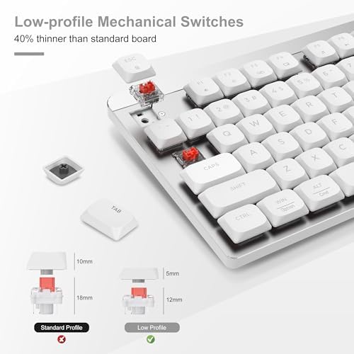LeadsaiL Wireless Keyboard and Mouse Combo, 2.4Ghz Cordless Mechanical Keyboard and Silent Mouse for Business, Low-Profile Red Switch, 98-Key Compact Slim Keyboard for Windows/MacOS PC Laptop- Silver - Image 2