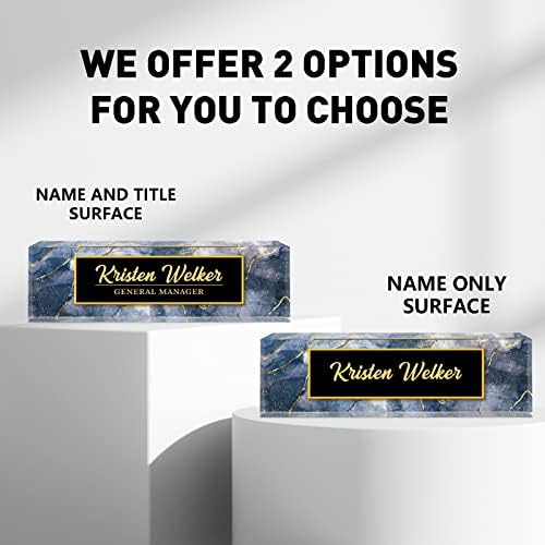 Desk Name Plate Personalized, Custom Name Plates for Desks, Personalized Acrylic Name Plate for Desk, Employee Appreciation Gifts, Office Gifts for Coworkers, Social Workers (Indigo/Gold Coast) - Image 4