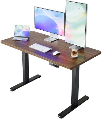 HUANUO 43x24 Inch Electric Standing Desk, Height Adjustable, Black Walnut by HUANUO
