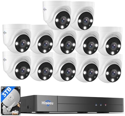 Hiseeu 3K 12 Channel Wired Security Camera System,12PCS 5MP Cameras by Hiseeu