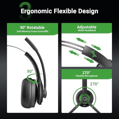 Bluetooth Wireless Headset with Mic for Work, Bluetooth 5.2, Advanced Noise Reduction Microphone, Clear Calls - Comfortable On-Ear Headphones, Applicable to PC, Laptop, Phone, Android, Zoom, Office - Image 7