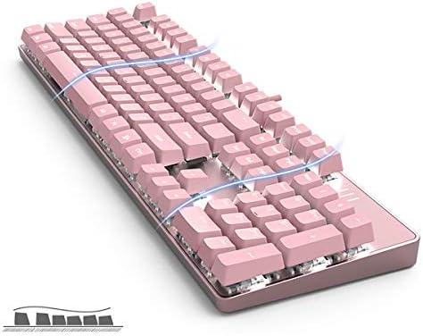 Merdia Full Size Wired Mechanical Gaming Pink Keyboard | Blue Switch 104 Keys US Layout Full Size Pink PC Gaming Keyboards | Hot Swappable LED Backlit Light Up Wired Mechanical Computer Keyboards - Image 4