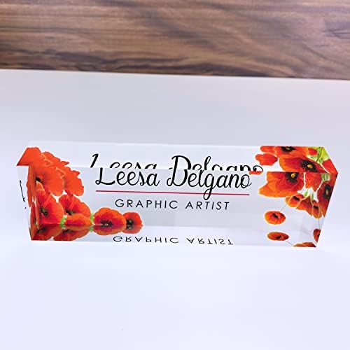 ARTBLOX Personalized Acrylic Desk Name Plate, Poppy Flowers Design - Image 4