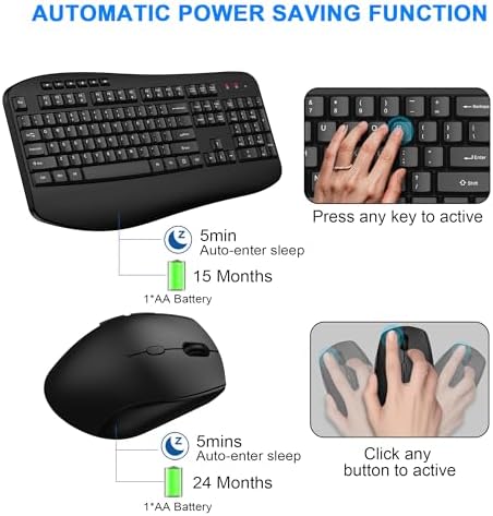 EDJO Wireless Keyboard and Mouse Combo, USB Plug & Play (Classic Black) - Image 3