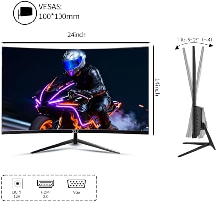 ZZA 27 inch 100Hz Curved Monitor with 1K 1920x1080 Computer Screen 27 inch FHD with HDMI,VGA and Wall Mountable|1080P Eye Care PC Office Display for Working and Gaming - Image 5