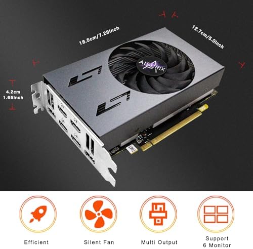 Kelinx Aisurix RX 580 8GB GDDR5 GPU 6X HDMI Graphics Card, 6 Independent Display Multi-Monitor Setup, 256-bit DDR5 Video Card for Computer PC ITX Single Slot PCI Express - Image 3