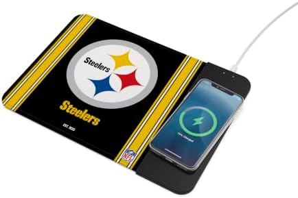 SOAR NFL Official Established Primary Logo Wordmark Home Office Wireless Charging Mouse Pad Mat 11.8" x 8.6" (Pittsburgh Steelers) by SOAR