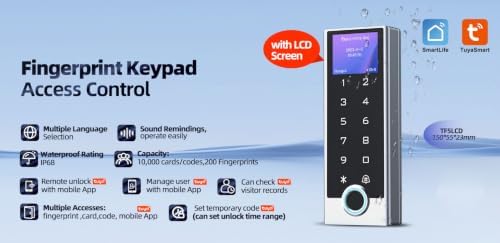 Access Control Keypad LCD Display, RFID & PIN Entry, Fingerprint, Tuya App - Image 4