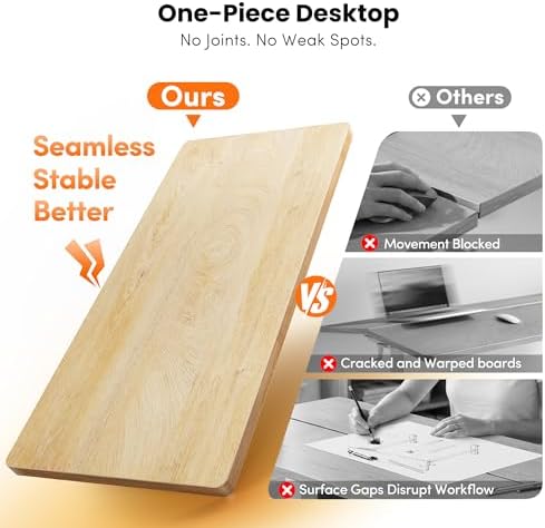 CubiCubi 48 x 24 Electric One-Piece Standing Desk, Maple - Image 4