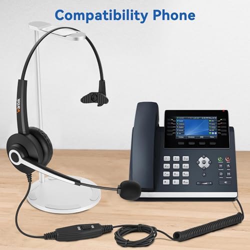 Wantek Monaural RJ9 Call Center Headset with Noise Cancelling Mic, Corded Office Headset with Mute for Avaya Phones - Image 4