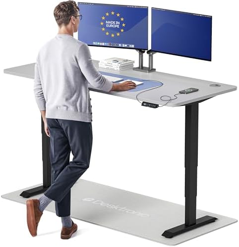 Desktronic HomePro Standing Desk 72x30 — Made in Europe, Ergonomic Sit Stand Home Office Desk, Electric Height Adjustable, Dual Motor, USB & USB-C Charging, Wobble-Free, Touchscreen, 3 Memory Presets by Desktronic