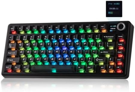 EPOMAKER X Aula F75 MAX Wireless Mechanical Keyboard with TFT Screen and Knob, Gasket Keyboard in 75% Layout, Hot Swappable Gaming Keyboard for PC/Mac/Linux (Matte Black) by EPOMAKER
