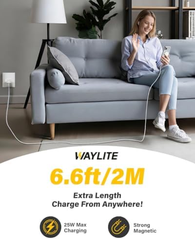 25W Magnetic Wireless Charger, 6FT Fast Charging Pad Wireless Charge for iPhone 17 16 /AirPods3/2/Pro/for Galaxy S26 Ultra/Pixel 10 Series, Portable Charger for Desk& Travel(2Pack,Orange) - Image 4
