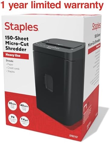 Staples 150-Sheet Micro-Cut Paper Shredder, Autofeed, Anti-Jam, Black - Image 7