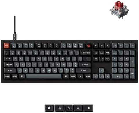 Keychron V6 8K Full Size Wired Mechanical Keyboard with Programmable Knob, 8000 Hz Polling Rate, OSA PBT Keycaps, Hot-swappable Red Switchs, RGB Backlit for Mac Windows Linux by Keychron