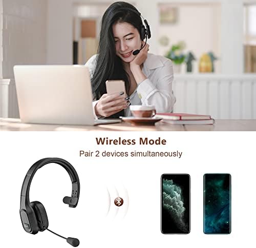 Trucker Bluetooth Headset V5.0, Wireless Headset with Noise Canceling&Mute Microphone for Cell Phones, On Ear Bluetooth Headphone for Computer, Zoom Meetings, Skype, Home Office - Image 4