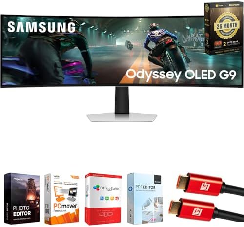 Samsung 49" Odyssey G9 Dual QD-OLED G91SD Curved Ultrawide Gaming Monitor Bundle with Tech Smart USA Elite Suite 18, 2X 4K HDMI Cable & Deco Gear CPS 26 Month Protection Pack (BEACH-CPS-26M1500) by Unknown