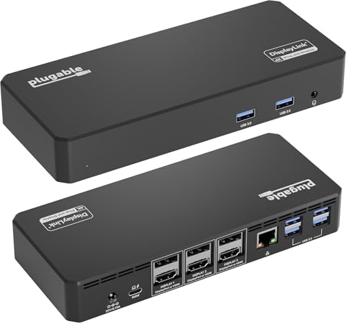 Plugable 12-in-1 USB C Triple Monitor Docking Station, 100W Charging by Plugable