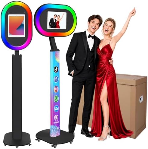 Portable Photo Booth for iPad 10.2" 10.5" 10.9" 11" 12.9" 13" Photobooth Machine Metal Shell Selfie Station RGB Ring Light Custom Logo for Parties Wedding Rental by ZLPOWER